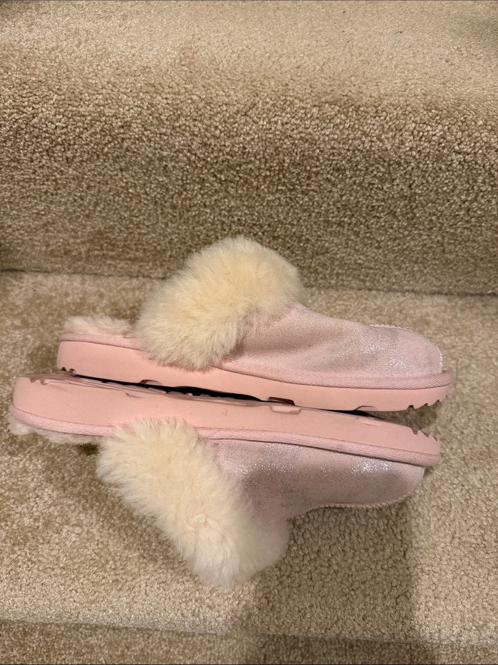 UGG Kids Blush Pink Shearling Clog Slippers